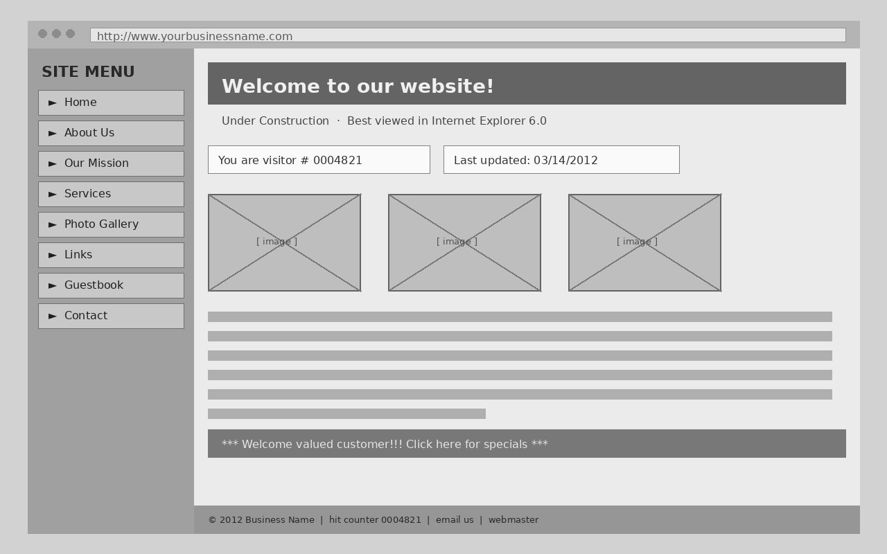 Basic outdated grayscale template website