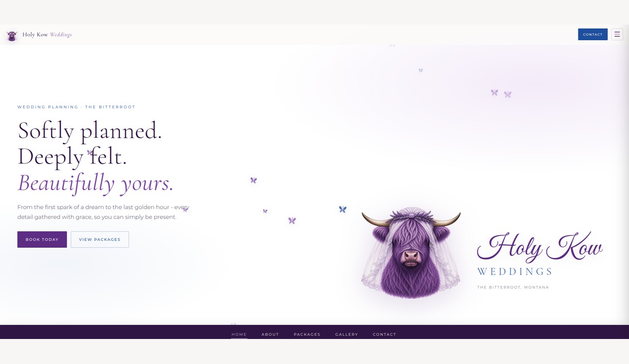 Holy Kow Weddings homepage